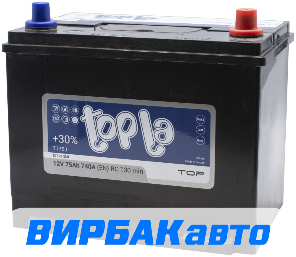 Аккумулятор Topla Asia Top (57529 SMF) 75 Ач 740 А обратная