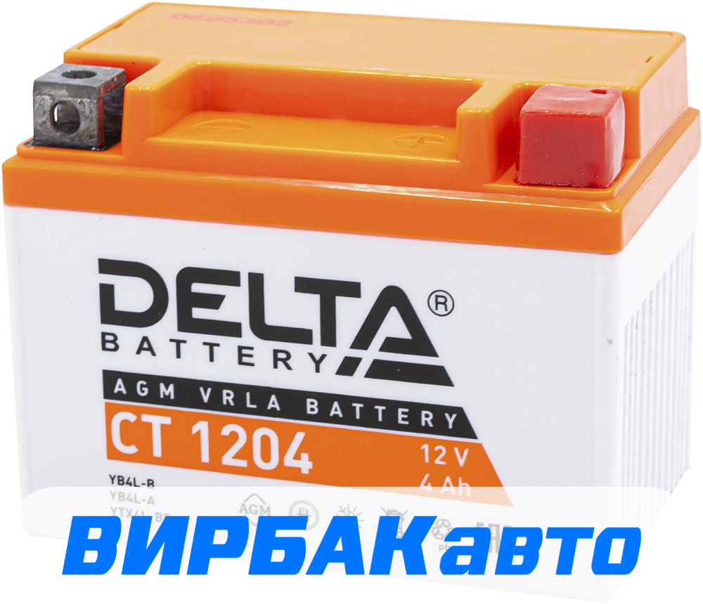 Аккумулятор DELTA CT 1204 12V (YB4L-B, YB4L-A, YTX4L-BS) 4 Ач 50 А обратная  полярность